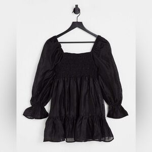 Black Mini Smock Dress